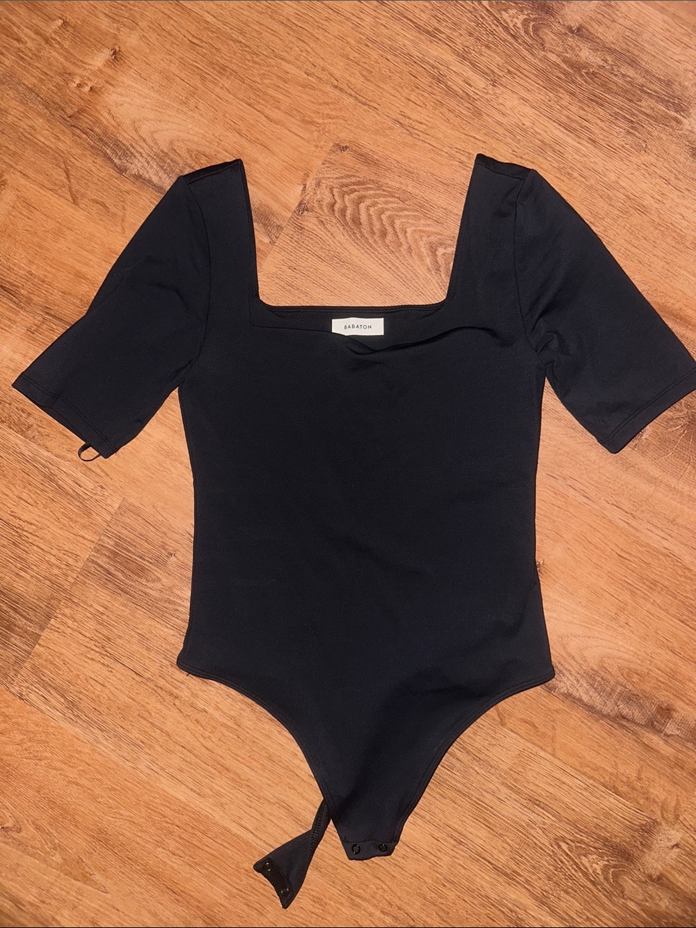 Aritzia Babaton Contour Black Square Neck Bodysuit